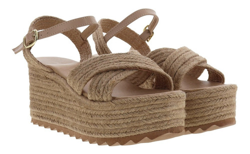 Imagen 3 de 4 de Sandalias De Plataforma Casual Tiras Cruzadas Yute