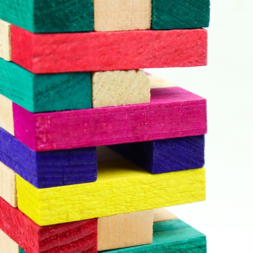 Torre De Madera Juego De Mesa Bloques Destreza Colores 25 Cm