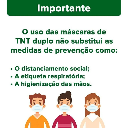 Mascaras Higiênicas De Tnt Com Dupla Proteção Kit Com 5uni.