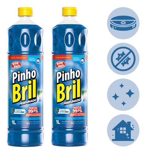Kit 2 Desinfetante Perfumado Brisa Mar Pinho Bril Bombril 1l