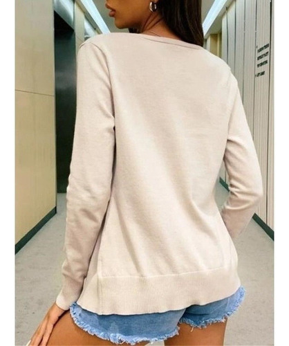 Sueter Sueter Mujer Moda Sueter Dama Abierto Cierres Abrigo