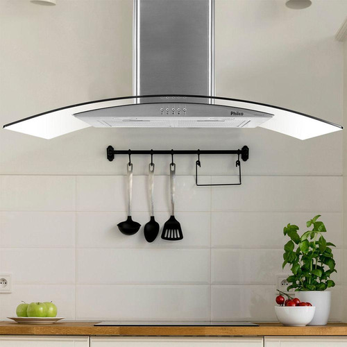 Coifa De Parede Philco Curva 90cm Inox Dupla Filtragem 220v