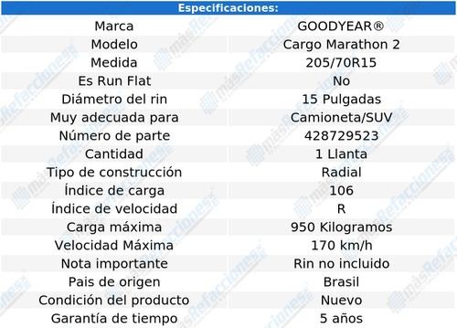 Llanta Para Fiat Strada Adventure 2009 - 2011 205/70r15 R