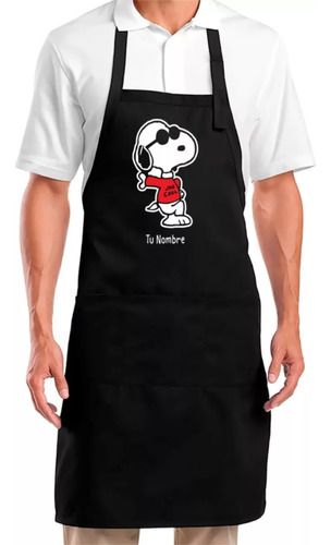 Delantal Estampado Snoopy Cool Personalizado Con Nombre