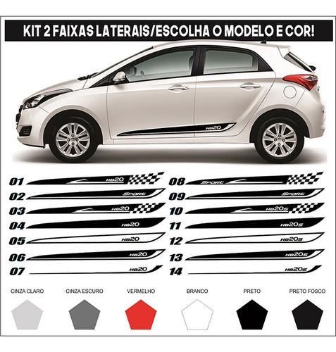 Kit Adesivo Lateral Faixa Modelo Hb20 E Hb20s