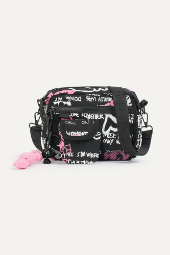 Bandolera Graff Estampada De Nylon Mujer 47 Street Color Fucsia