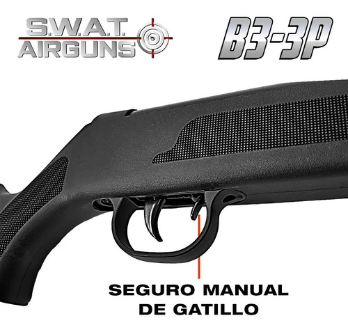 Imagen 5 de 10 de Rifle Aire Comprimido 5,5 Mm B3-3 Funda Balines Blancos