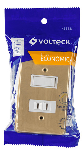 Placa Con Contacto Sin Tierra E Interruptor Al Voltech 46388 Color Dorado