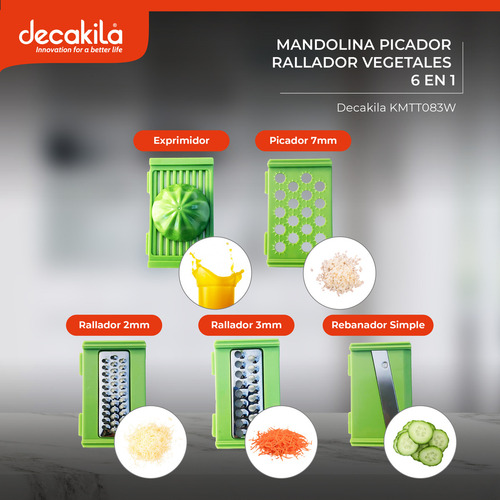 Mandolina Picador Rallador Vegetales 6 En 1 Kmtt083w Decakila