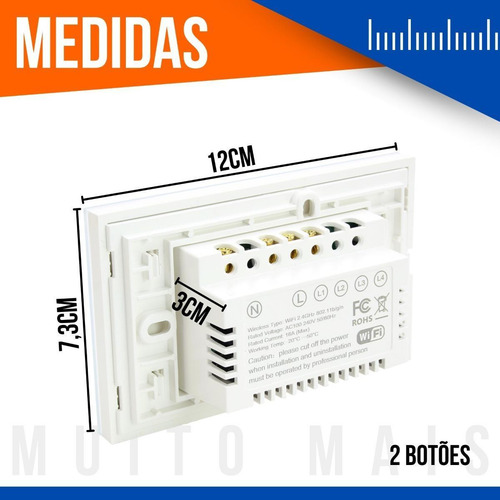 Interruptor Wi-fi Inteligente Touch Rf333 2 Botões