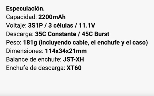 Bateria Lipo Zippy 2200mah 3s 11.1v 35c Dron Robotica Xt60