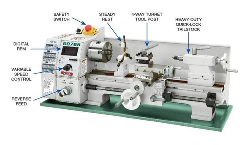 Torno De Banco Para Metal Velocidad Variable 8 X 16 Grizzly