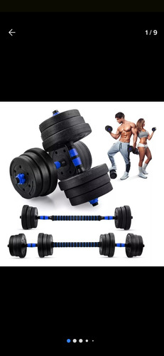 Kit De Pesas Gym Set Juego De Mancuernas Ajustable Barra 20k