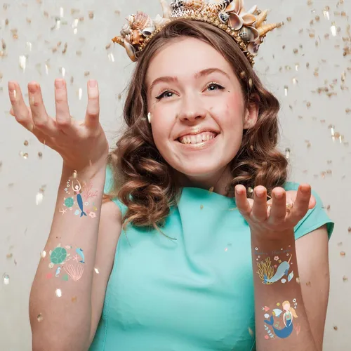 Cheerland Sirena Pegatinas De Tatuajes Temporales Para De De