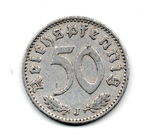 Alemania Moneda 50 Reichspfennig Año 1939 J Km#96