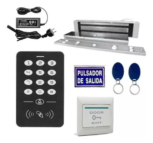 Kit Control De Acceso Seguridad Cerradura Electromagnetica Y Llaveros Rfid