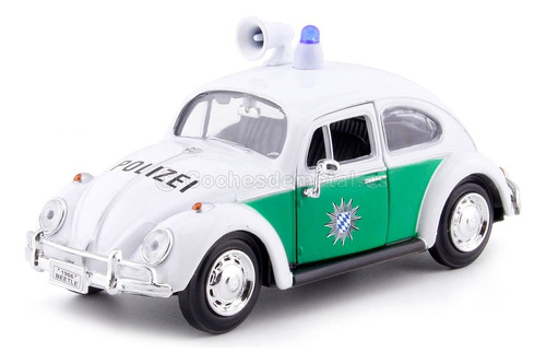 Coche Policia Alemana Vw Beetle Color Blanco Verde 1 24