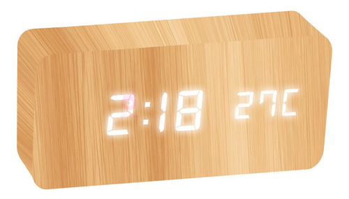 Relógio Led Mesa Despertador Cabeceira De Madeira Promoção
