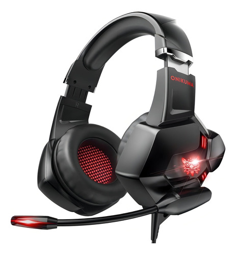 Auriculares para jugadores Onikuma K11, negros, color de luz: rojo