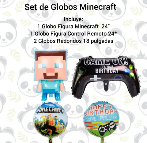 Set De 4 Globos Decoración Cumpleaños Minecraft Control