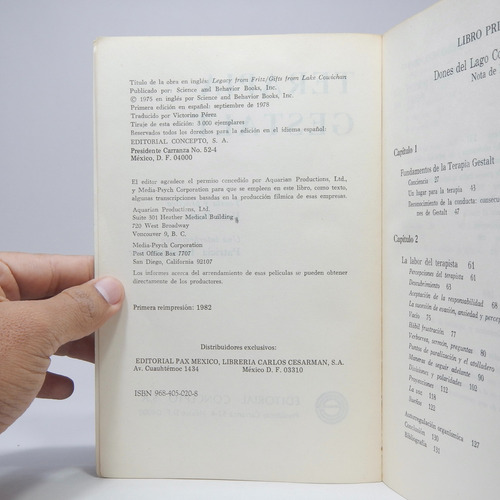 Terapia Gestalt Fritz Perls Editorial Concepto 1982 Ce6