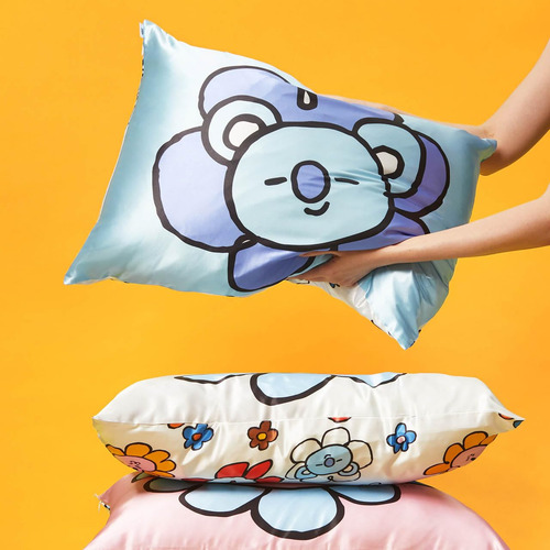 Funda De Almohada De Satén Kitsch X Bt21 (koya) Para Cabello