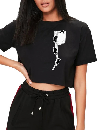 Playera Crop Top Muchos Gatos En La Bolsa Little Kitty