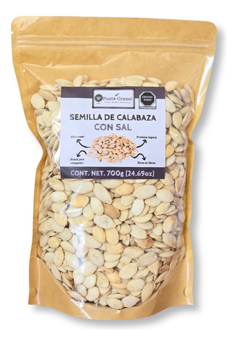 Semillas De Calabaza Tostadas Con Sal 700g - Punto Granel