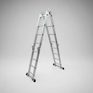 Escalera De Aluminio Articulada 16 Escalones Alpina Color Plateado