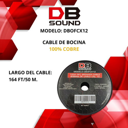 Cable De Bocina Db Sound 100% Cobre 50 Mts. Cal. 12 Dbofcx12