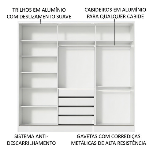 Ropero Closet Madesa 3 Puertas 2 Espejos Bm 02 Color Blanco/Marron/Blanco