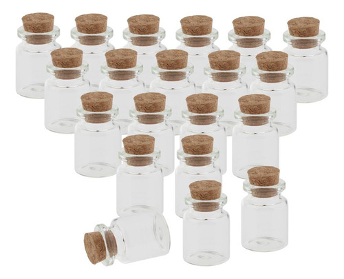 3 Set De 20 Frascos De Vidrio Con Tapones Naturales 3 Piezas