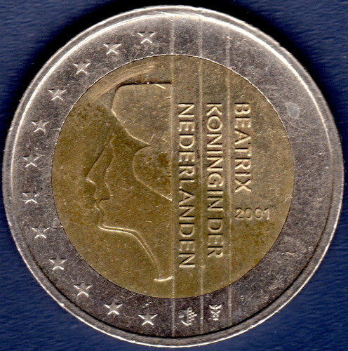 2 Euros 2001 Moneda De Holanda Reina Beatriz