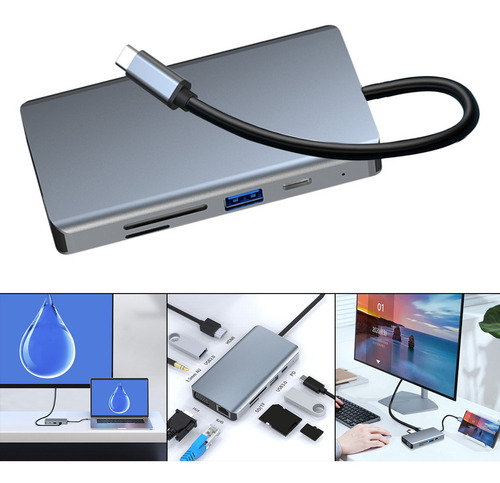 Imagem 3 de 12 de Hub Usb C Multiporta Tipo C Portátil Para Hdmi 9 Em 1 Usb