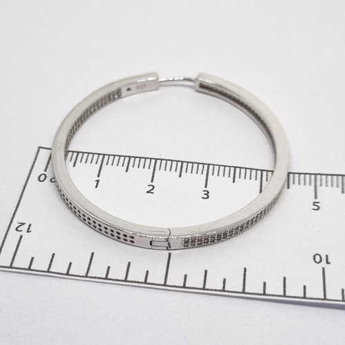 Imagen 6 de 7 de Aros Plata Argolla Con Cubic 45mm 14,4 Grs