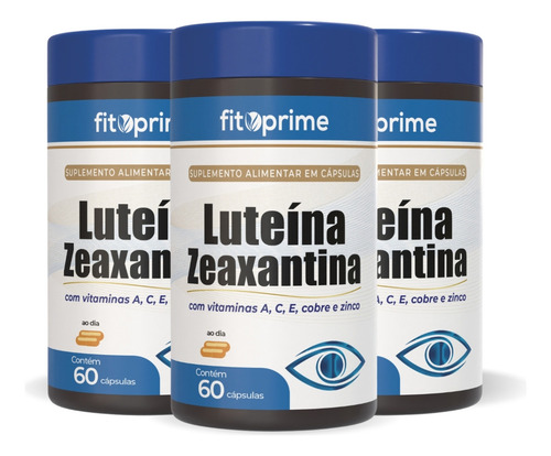 Kit 3 - Luteína 20mg com Zeaxantina 3mg Vitamina C 100mg Vitamina E 15mg Vitamina A 1200mcg Zinco 11mg Cobre 900mcg 60 doses Fitoprime