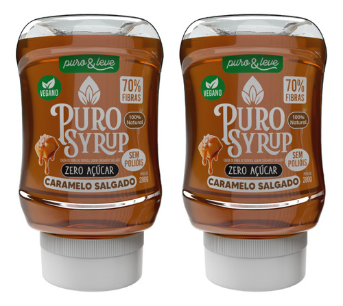 2x Puro Syrup Calda Maple Sabor Caramelo Salgado Zero Açúcar