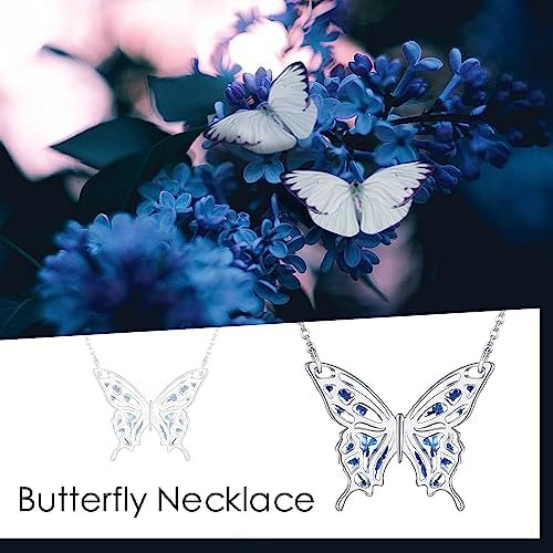 Yafeini Collar De Mariposa De Plata De Ley Con Mariposa Y De