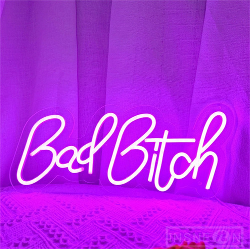 Letrero Led Neon Bad Bitch Chica Malamorado 42x19 Luminoso