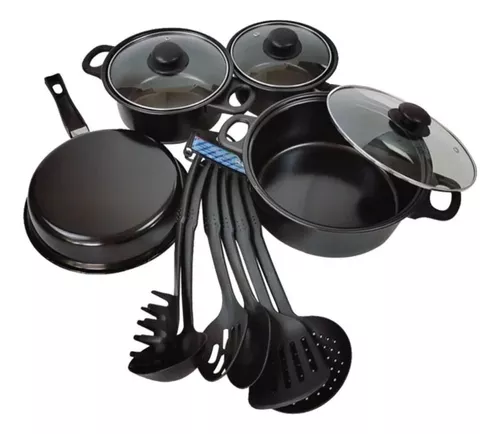 Juego de ollas y sartenes – 14 piezas – Utensilios de cocina profesional  antiadherente para el hogar – Ollas con tapas – Sartenes – Apto para  estufas