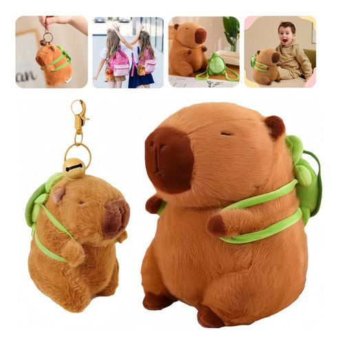 Muñeco De Peluche Capybara Con Llavero Y Mochila