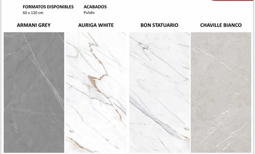 Eu. Porcelanato Auriga White 60x120 Pulido Tipo Carrara