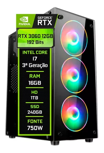 Pc Gamer barato com GeForce RTX 3060 12GB