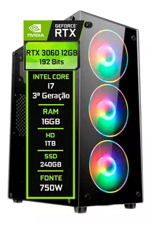 Pc Gamer Intel I7 16gb Rtx 3060 12gb Hd 1tb Ssd 240gb 750w