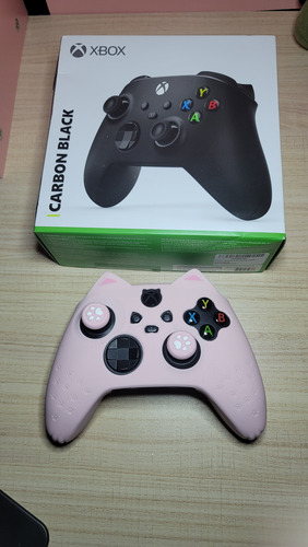 Control Xbox Series Carbon Black Con Funda Rosa Kawaii Negro (Usado)