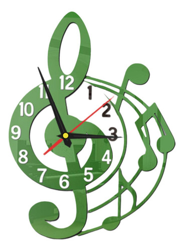 Reloj De Pared Silent Sweet Musical Diseño Verde