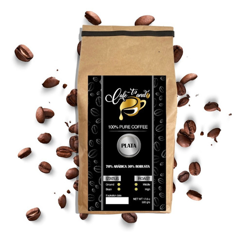 Café 100% Orgánico,70% Arábica Y 30% Robusta/plata/500g