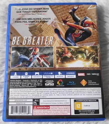 Jogo spider man playstation 4 midia fisica