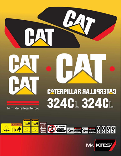 Calcomanías Para Maquinaria 324cl Excavadora Cat