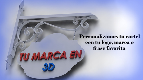 Cartel Colgante De Hierro Con Logo O Letras En Impresion 3d Negro